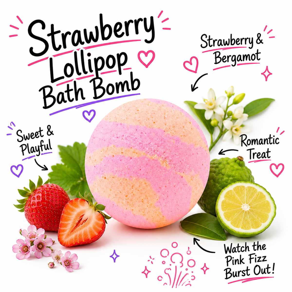 Strawberry Lollipop Bath Bomb