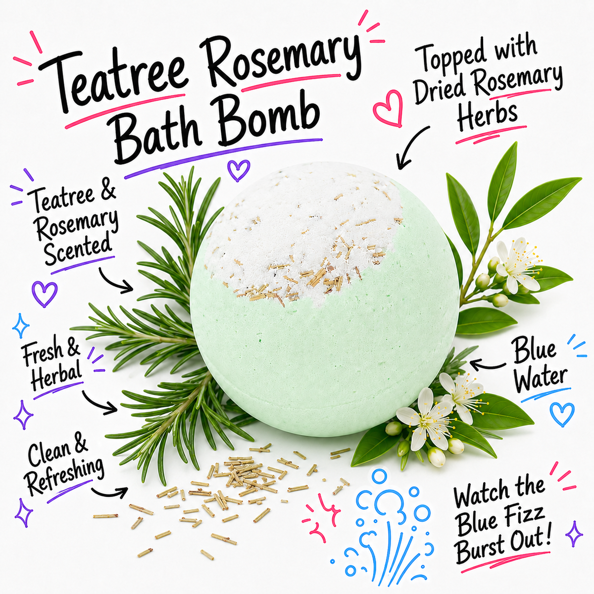 Teatree & Rosemary Bath Bomb