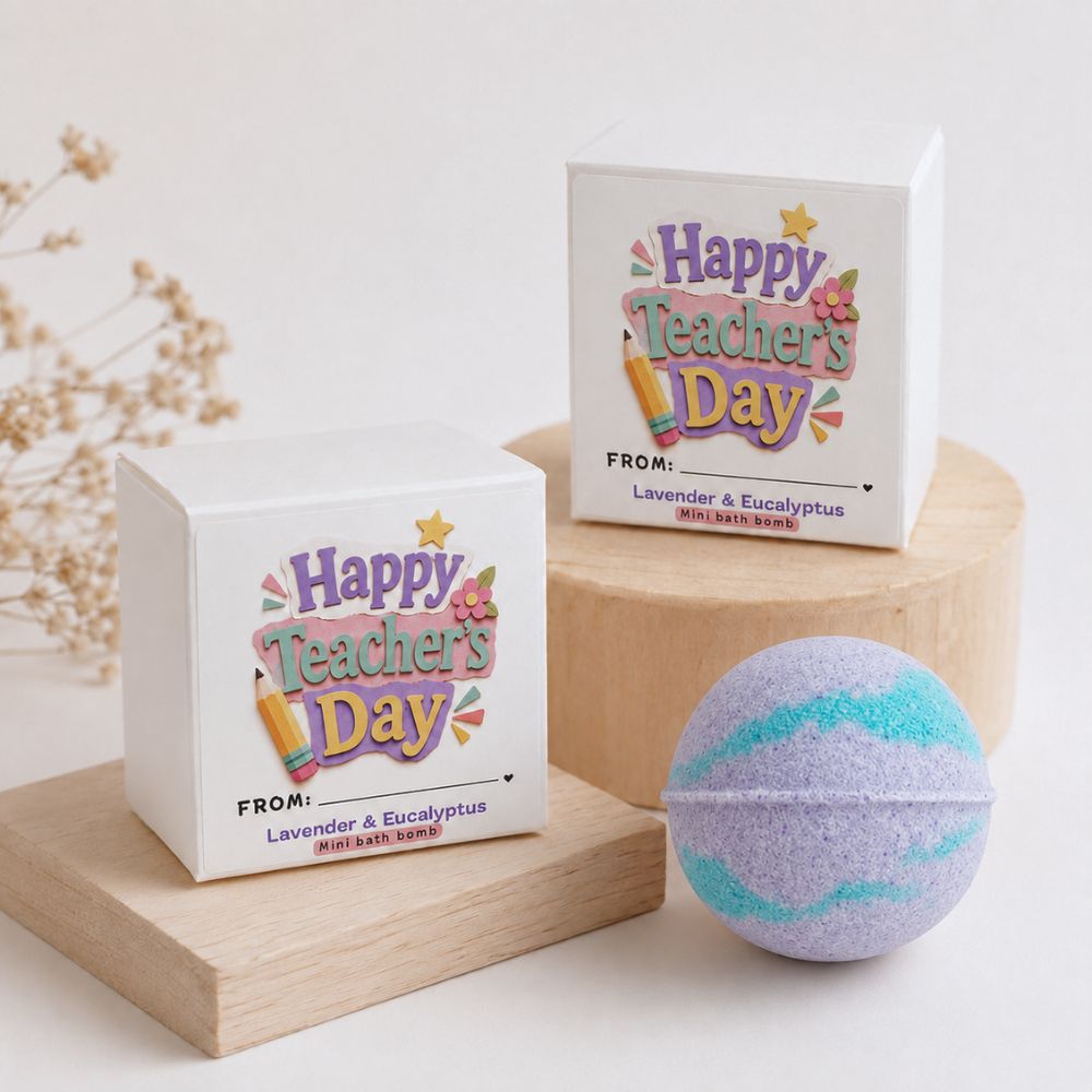 Happy Teacher's Day mini bath bomb gift boxes with lavender and eucalyptus bath bomb