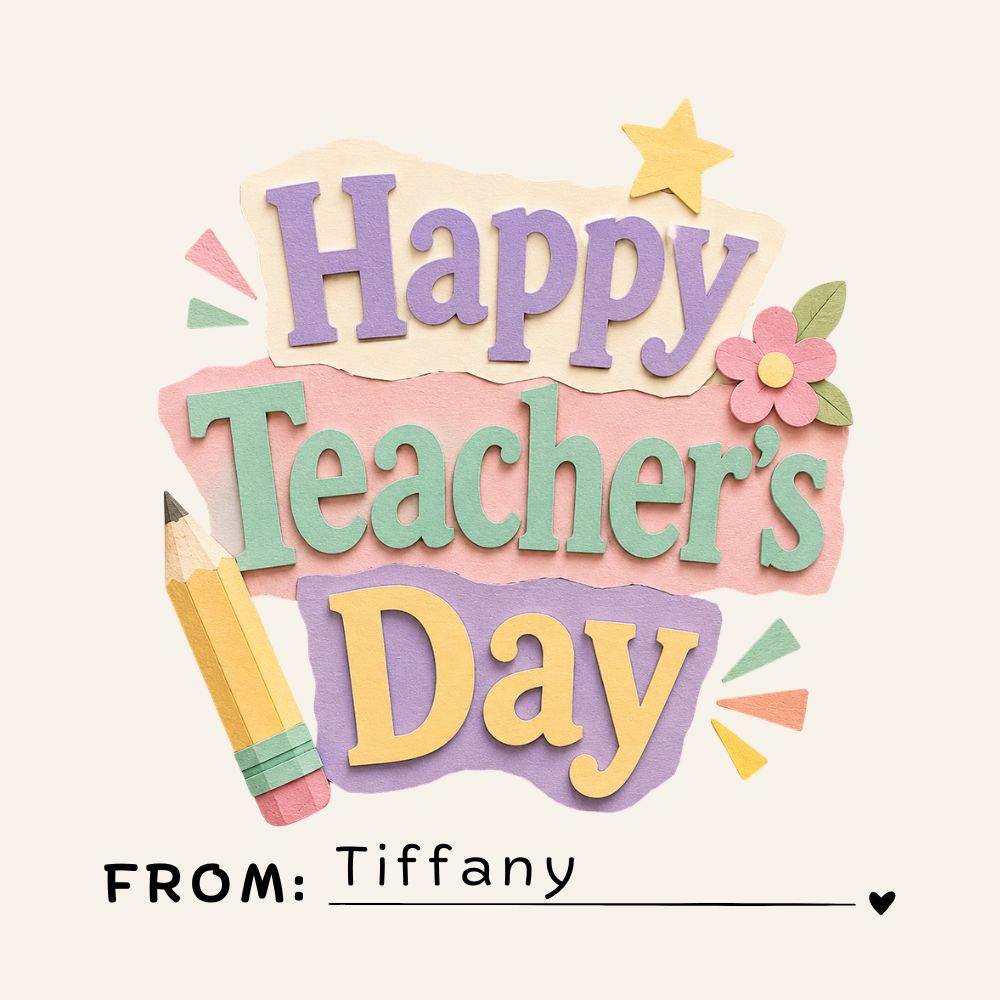 Teacher's Day mini bath bomb box with a child's name written in the FROM field